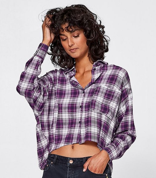 Bettina Liano Crop Check Shirt - Berry