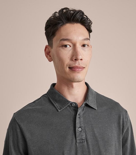 Garment Dyed Slub Polo Top