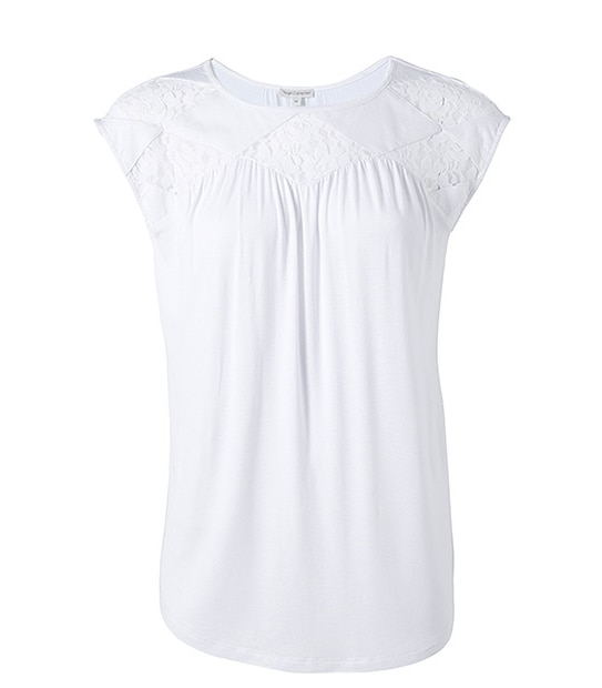 Lace Trim T-Shirt - White