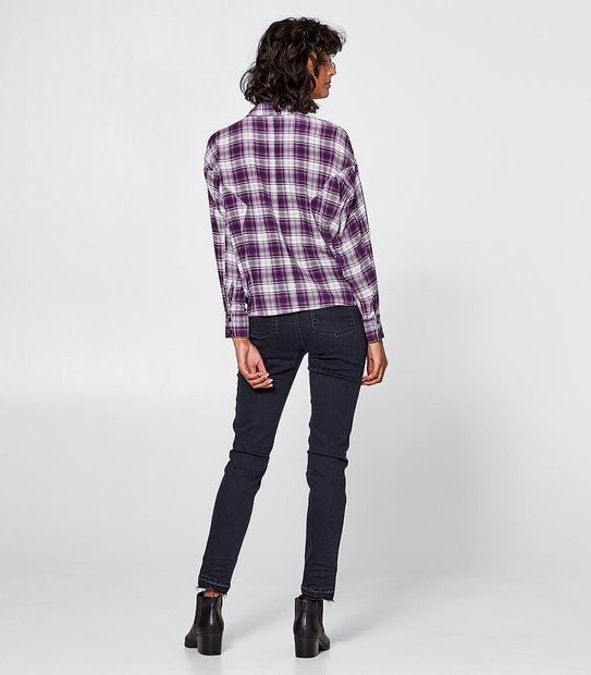 Bettina Liano Crop Check Shirt - Berry