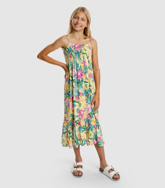 Piping Hot Shirred Maxi Dress