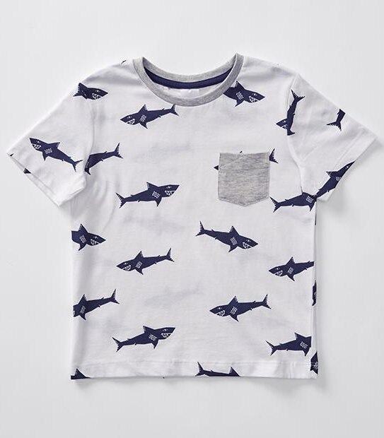 Short Sleeve Shark Print T-Shirt