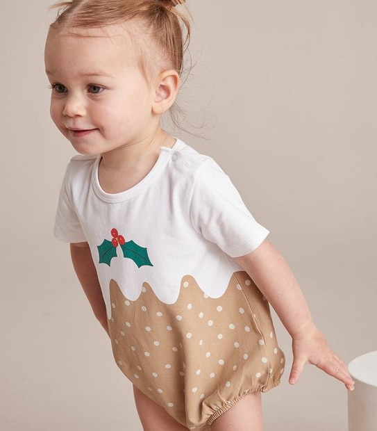 Baby Organic Cotton Christmas Pudding Bodysuit
