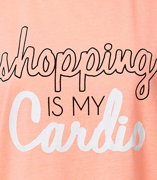 Active Shopping Is My Cardio T-Shirt - Neon Coral
