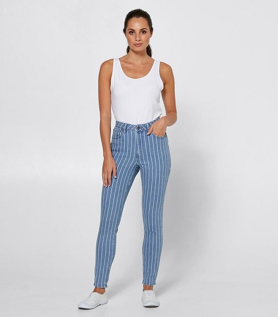 DENIM Sophie Skinny High Rise Ankle Length Jeans - Stripe
