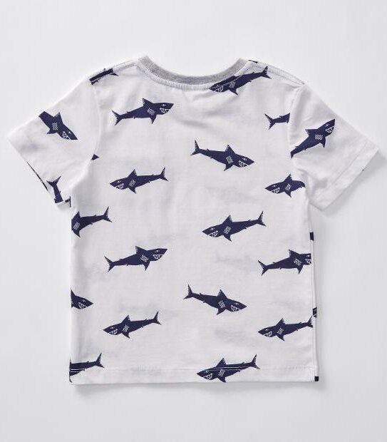 Short Sleeve Shark Print T-Shirt