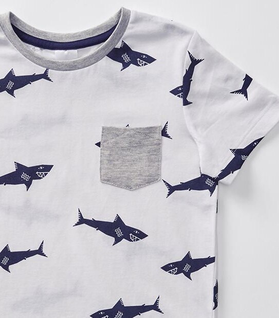 Short Sleeve Shark Print T-Shirt