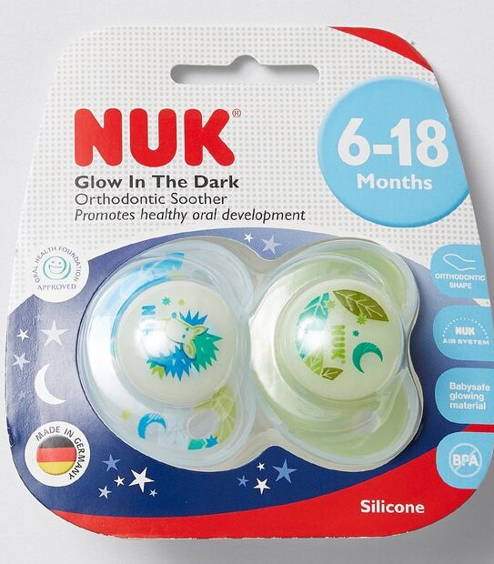 NUK Glow in the Dark Soother 6-18 months - Assorted