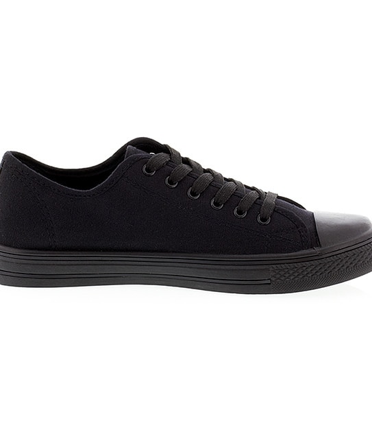 Neat Lace Up Canvas Shoes - Black