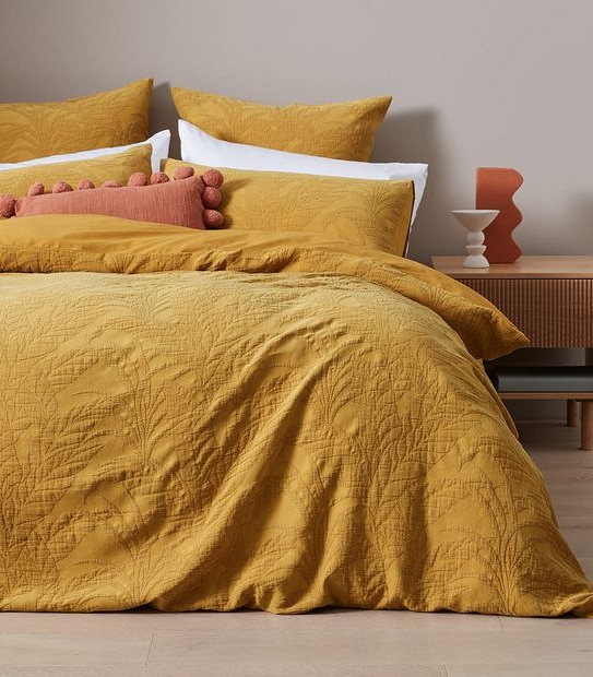 Darby Leaf Textured Quilt Cover Set Target Australia