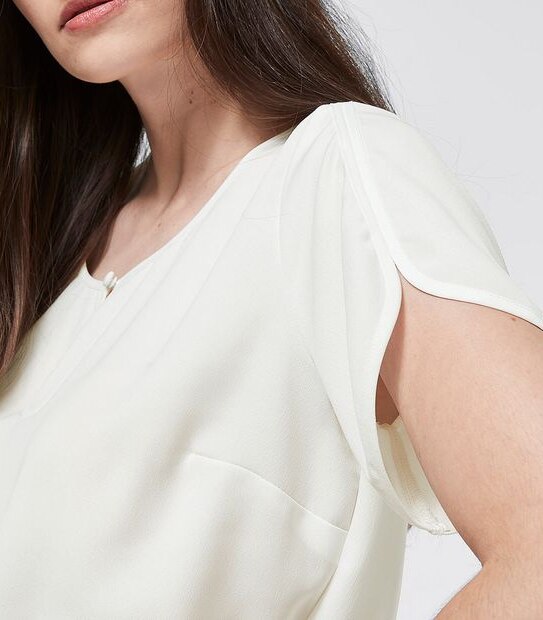 Preview Binding Sleeve Shell Top - Ivory