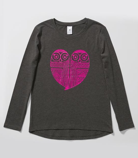 Long Sleeve Neon Pink Twin Owl T-Shirt