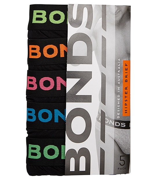 Bonds Hipster Brief 5 Pack In Black