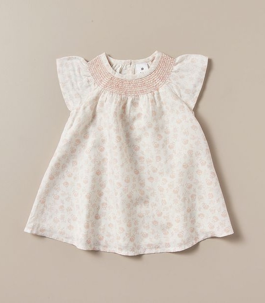 Baby 2 Piece Linen Blend Smock Dress Set