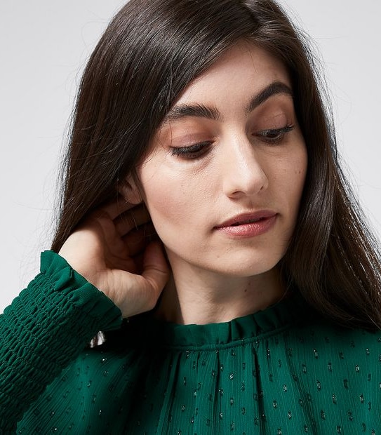 Preview Luxe Dobby High Neck Top - Botanical Green