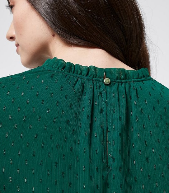 Preview Luxe Dobby High Neck Top - Botanical Green