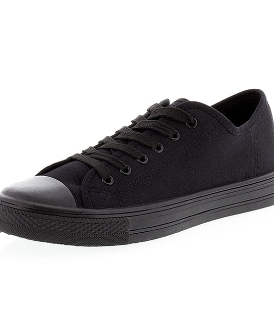 Neat Lace Up Canvas Shoes - Black