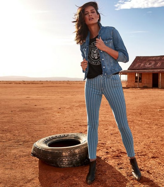 DENIM Sophie Skinny High Rise Ankle Length Jeans - Stripe