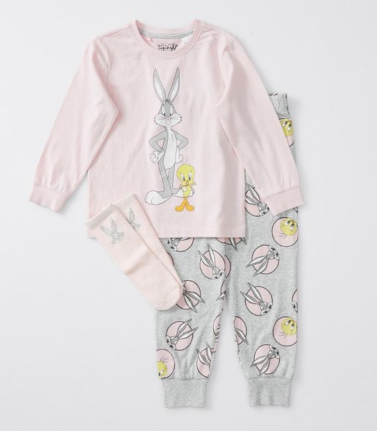 Bugs Bunny 3 Piece Pyjama Set - Pink