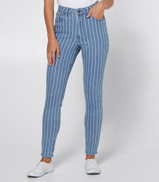 DENIM Sophie Skinny High Rise Ankle Length Jeans - Stripe