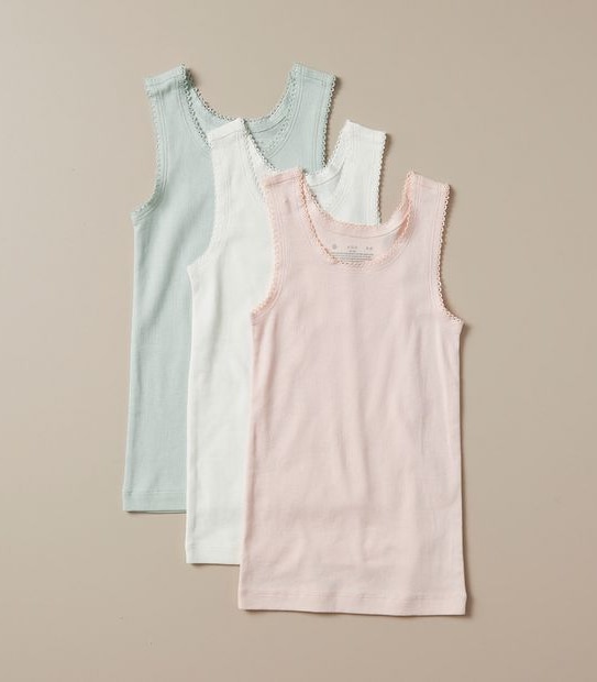 Organic Cotton 3 Pack Scalloped Vests