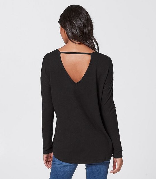 Lily Loves Long Sleeve V-Back Jumper - Black