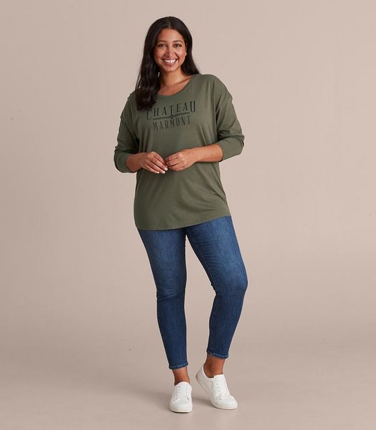 Curve Long Sleeve Scoop Neck T-Shirt