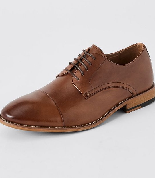 Brighton Derby Lace Up Leather Dress Shoes - Tan
