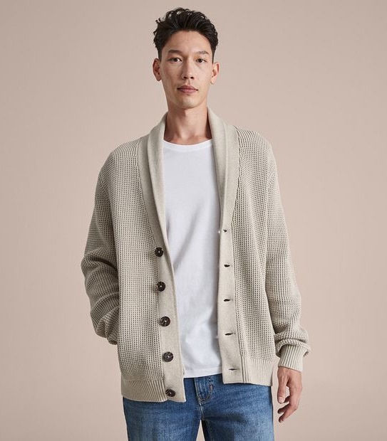Waffle Knit Shawl Cardigan