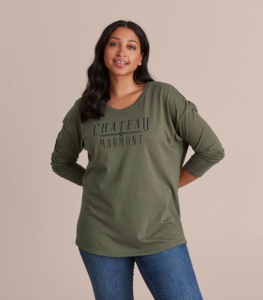 Curve Long Sleeve Scoop Neck T-Shirt