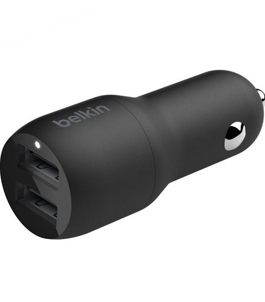 Belkin Boost Charge&trade; Dual USB-A Car Charger 24W + USB-A to USB-C&reg; Cable - Black
