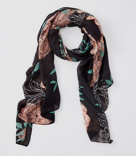 Midweight Woven Scarf - Peony Floral