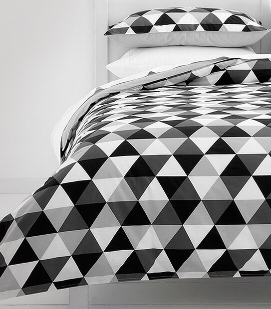 Essentials Triangles Quilt Cover Set Black / Grey Target Australia