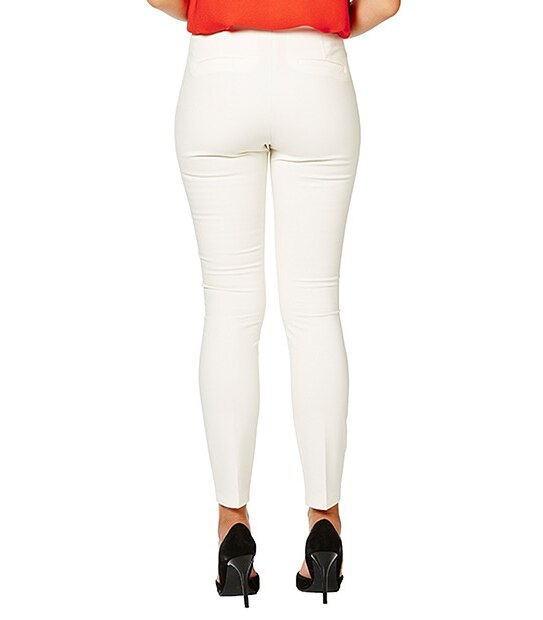 Zip Detail Slim Leg Pants - Egret