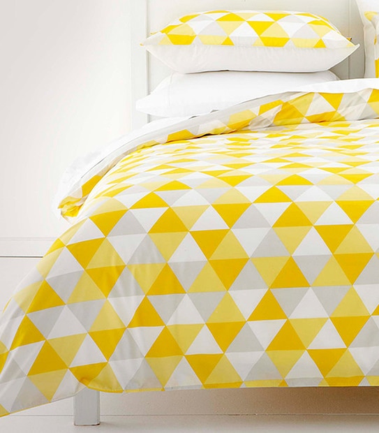 Essentials Triangles Quilt Cover Set Yellow Target Australia