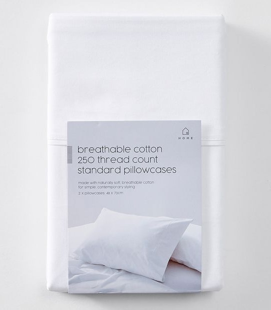 2 Pack 250 Thread Count Cotton Standard Pillowcases