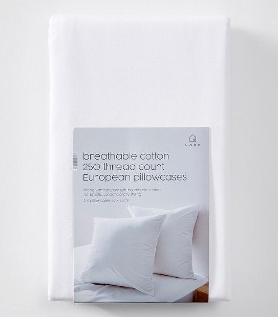 2 Pack 250 Thread Count Cotton European Pillowcases