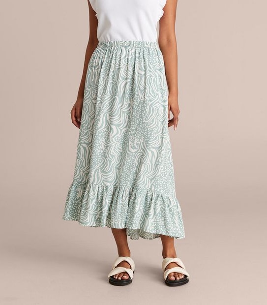Frill Hem High-Low Maxi Skirt