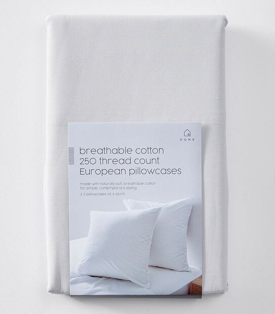 2 Pack 250 Thread Count Cotton European Pillowcases