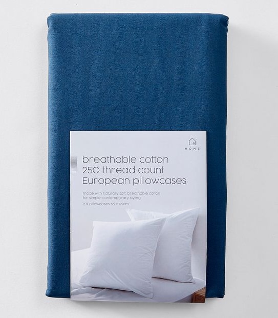 2 Pack 250 Thread Count Cotton European Pillowcases