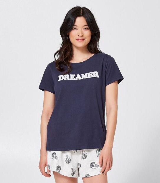 Short Sleeve Dreamer Sleep T-Shirt - Navy Blue