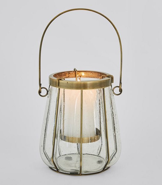 Large Bubble Glass & Brass Lantern