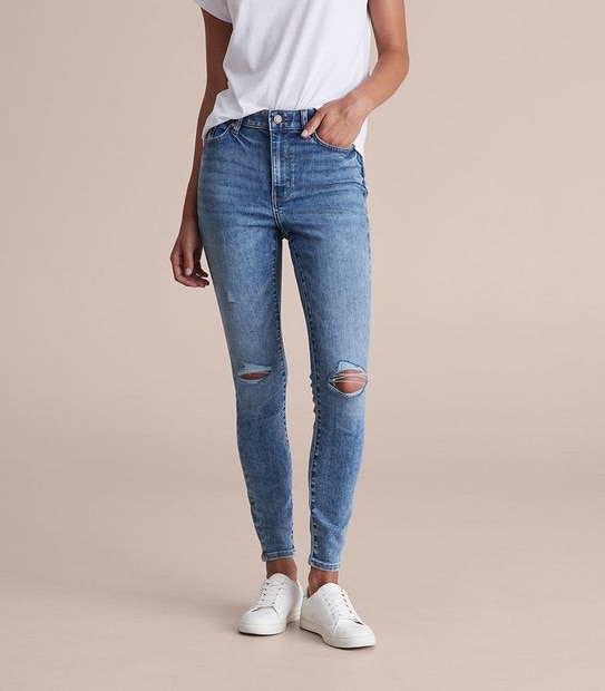 Sophie Skinny High Rise Ankle Length Distressed Jeans