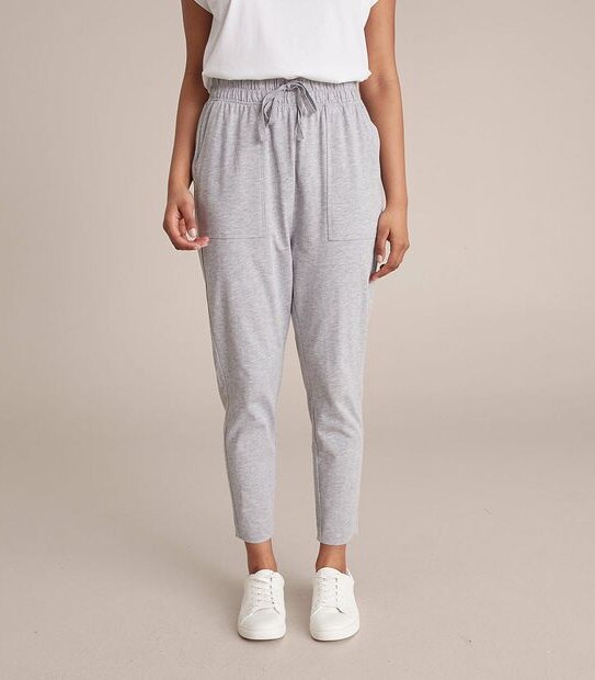 Jersey Drop-Crotch Trousers in Turquoise with Blue Lines