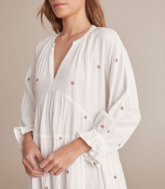 Embroidered Tiered Mini Dress