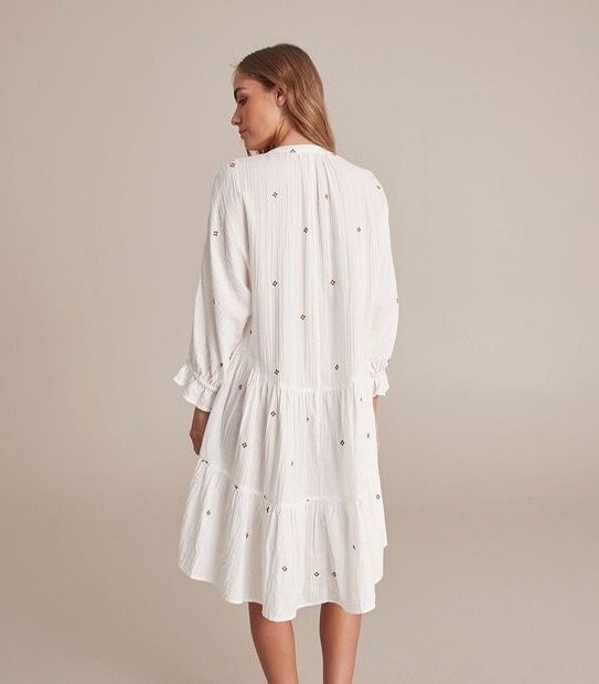 Embroidered Tiered Mini Dress