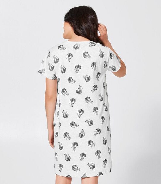 T-Shirt Nightie - Leopard Grey Marle