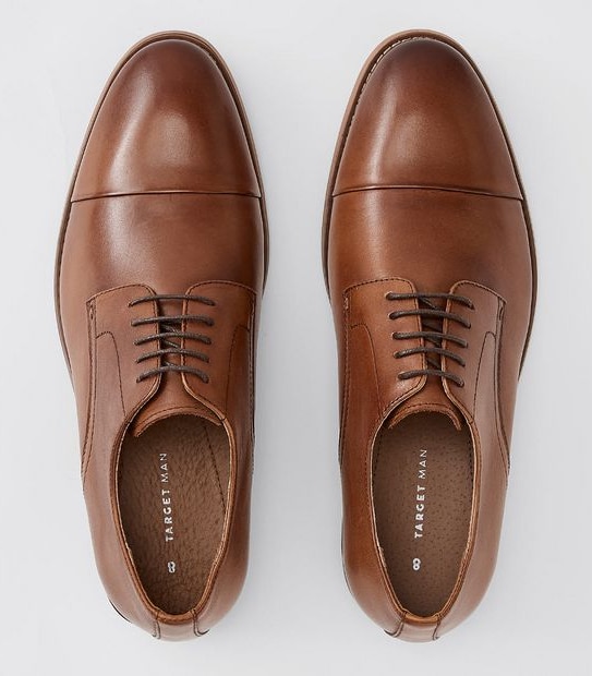 Brighton Derby Lace Up Leather Dress Shoes - Tan