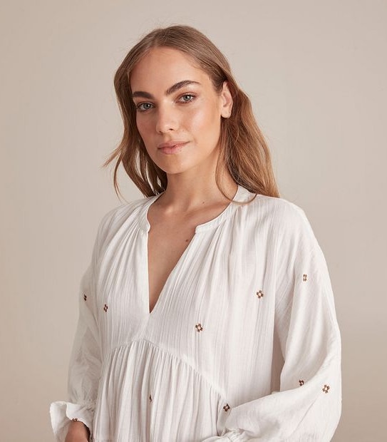 Embroidered Tiered Mini Dress