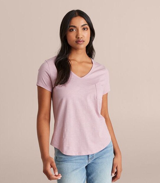 Organic Cotton Slub V-Neck T-Shirt